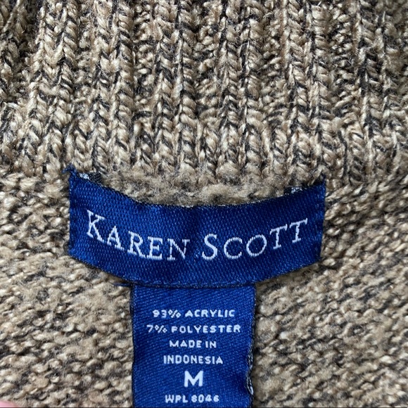 Karen Scott | Oversized Cowl Neck Sweater Tan Medium Oversized - Picture 7 of 8